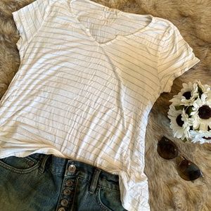 Everyday Ivory & Grey Striped V-Neck